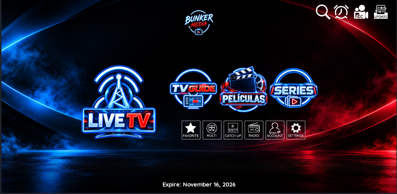Bunker Media TV home screen preview