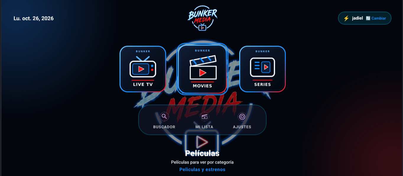 Bunker Media home screen preview